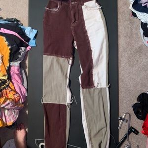 Super cute brown patchy jeans from SHEIN